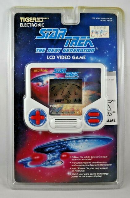 An early-90s Tiger Electronics LCD Star Trek: The Next Generation handheld game