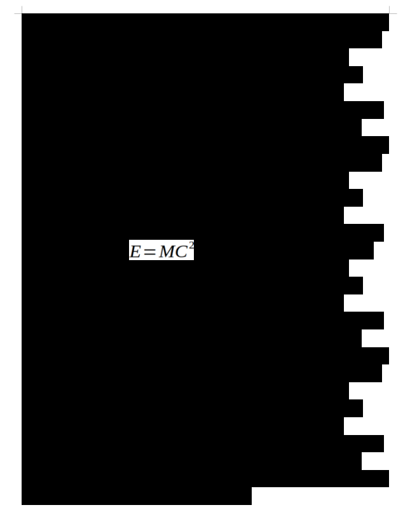 Screenshot of redacted text with "E=MC^2" showing unredacted