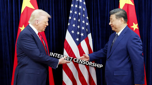 Xi Jinping handing the gift of internet censorship to Trump